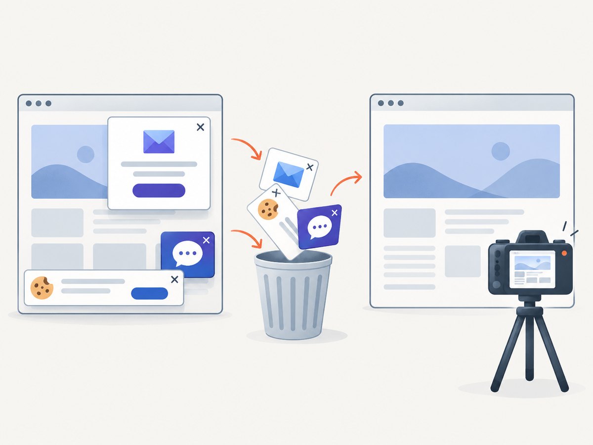 Removing overlays before capture keeps rendered documentation examples readable.