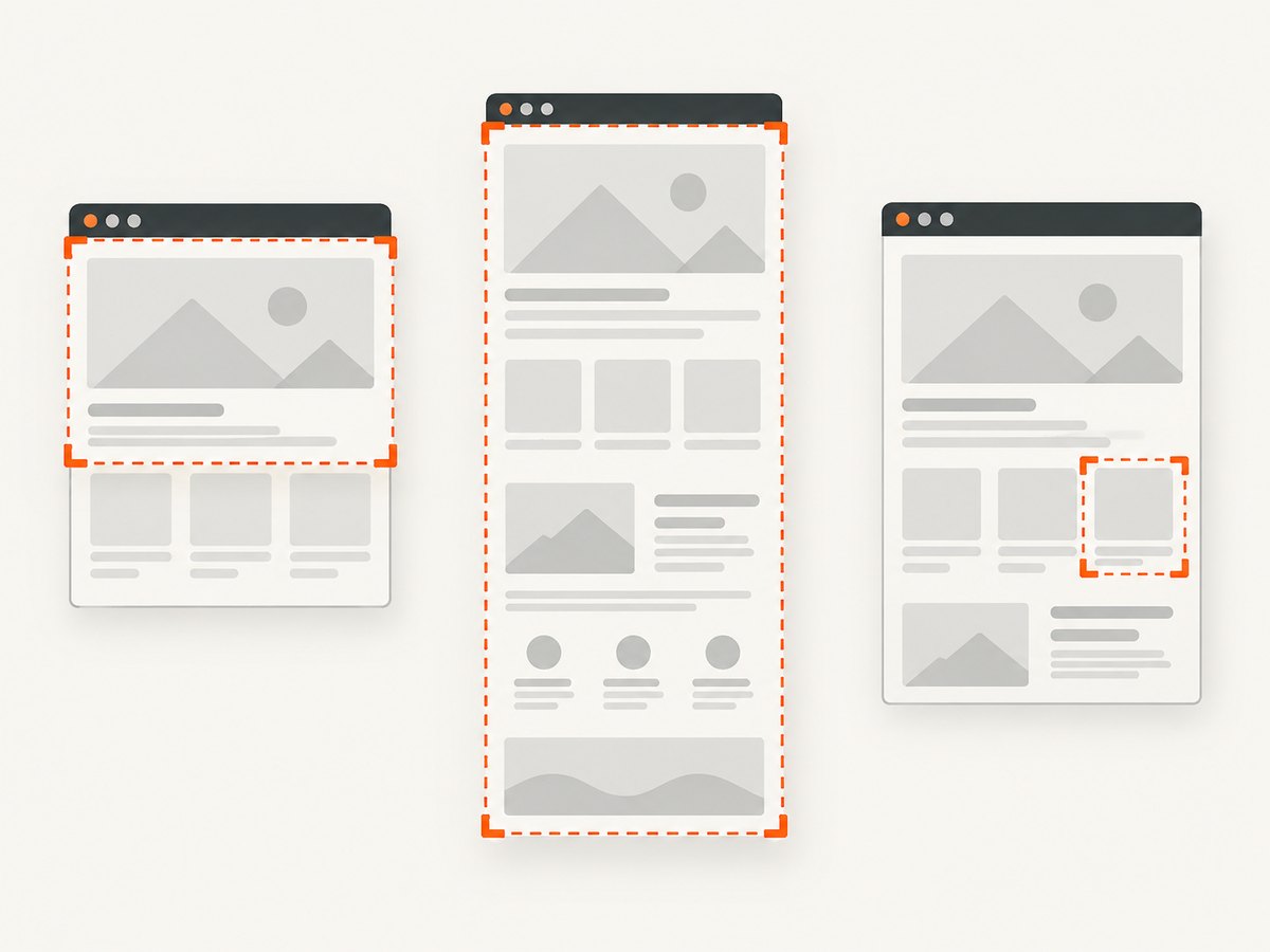 Choose viewport, full-page, or element capture based on the part of the page you need to inspect.
