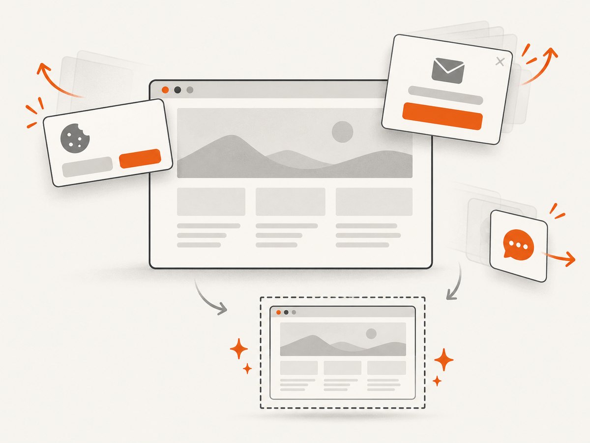 Removing overlays before capture keeps the target content visible.
