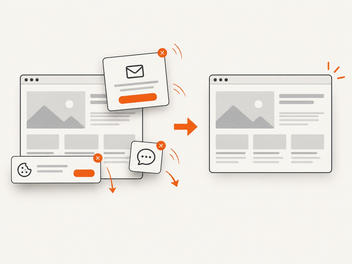Consent banners and overlays can be cleared before capture so the useful page remains visible.