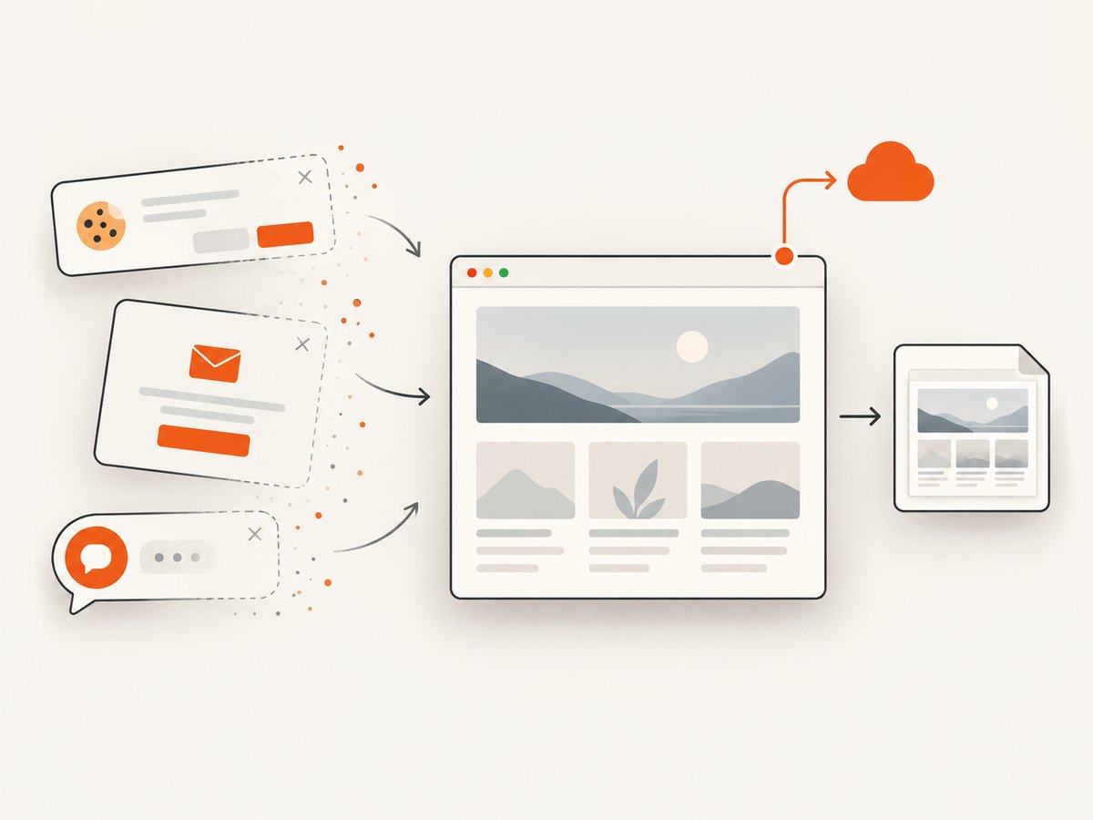 An authorized screenshot API can automate capture of an accessible page and remove common overlays before the shot.