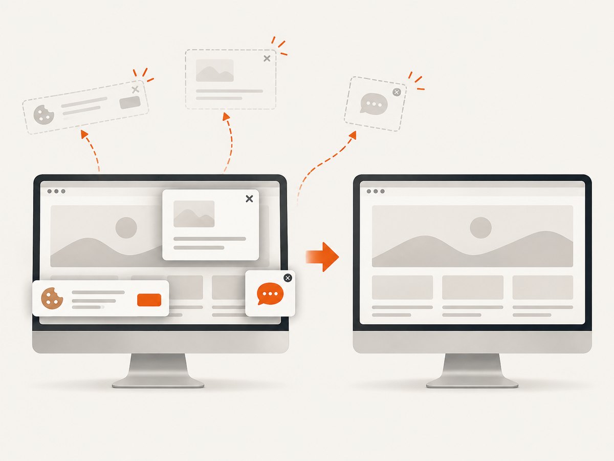 A web screenshot service can clean common overlays before capturing a URL.