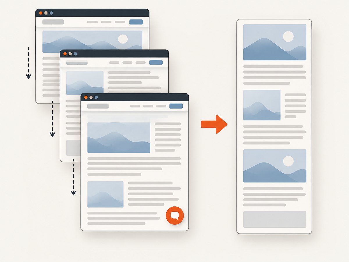 Fixed and hover-sensitive elements can disrupt stitching; a narrower capture region can help.