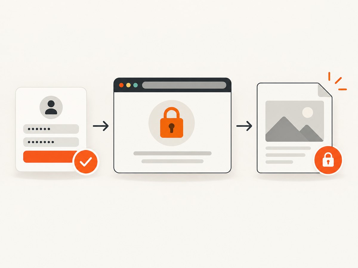 Authenticate first, verify the private page, then capture the rendered state.