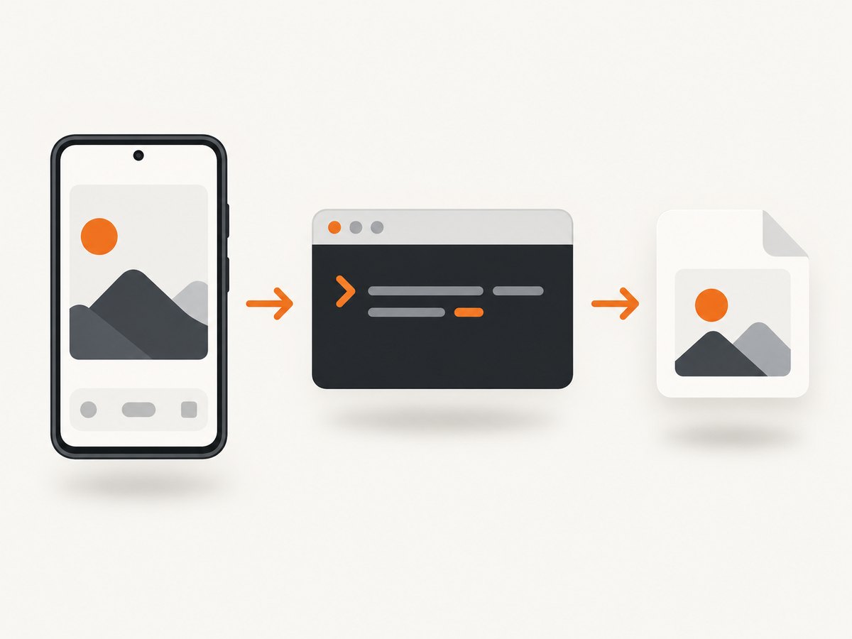 A settled emulator or device frame can be saved as a repeatable PNG with adb.