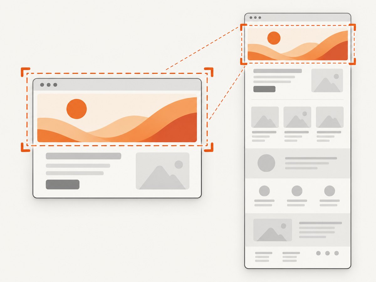 Choose a viewport or region for an on-screen banner, and full-page capture when content lies beyond it.