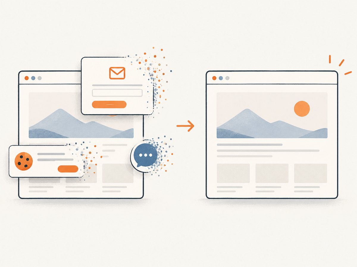 ScreenshotNeo can clean common consent and overlay elements before taking a still snapshot.