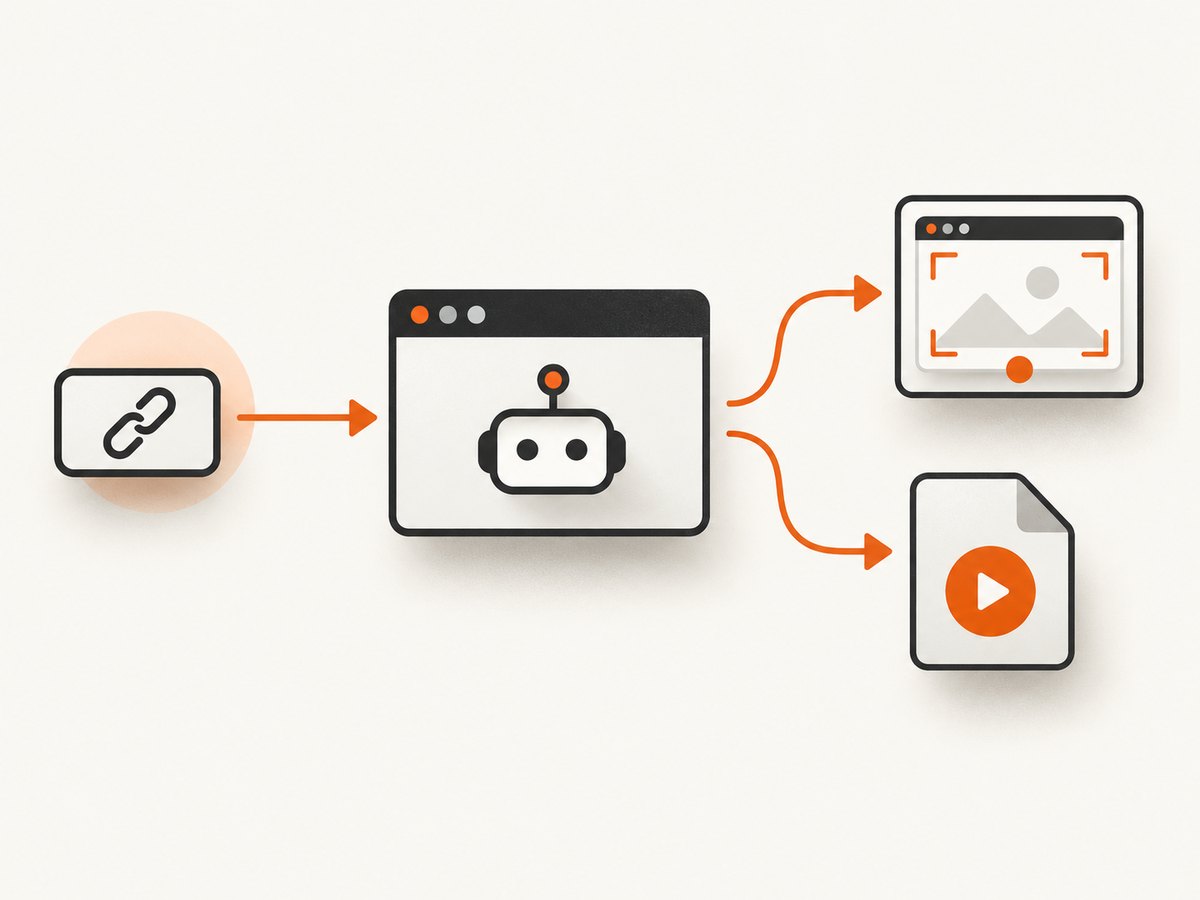 A browser recording captures what is rendered; a download saves the file delivered by the site.