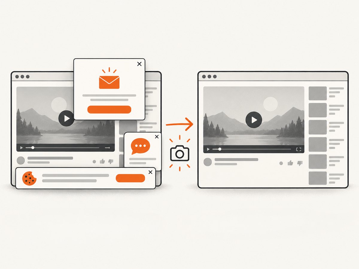 Page cleanup steps can remove overlays before a static capture.