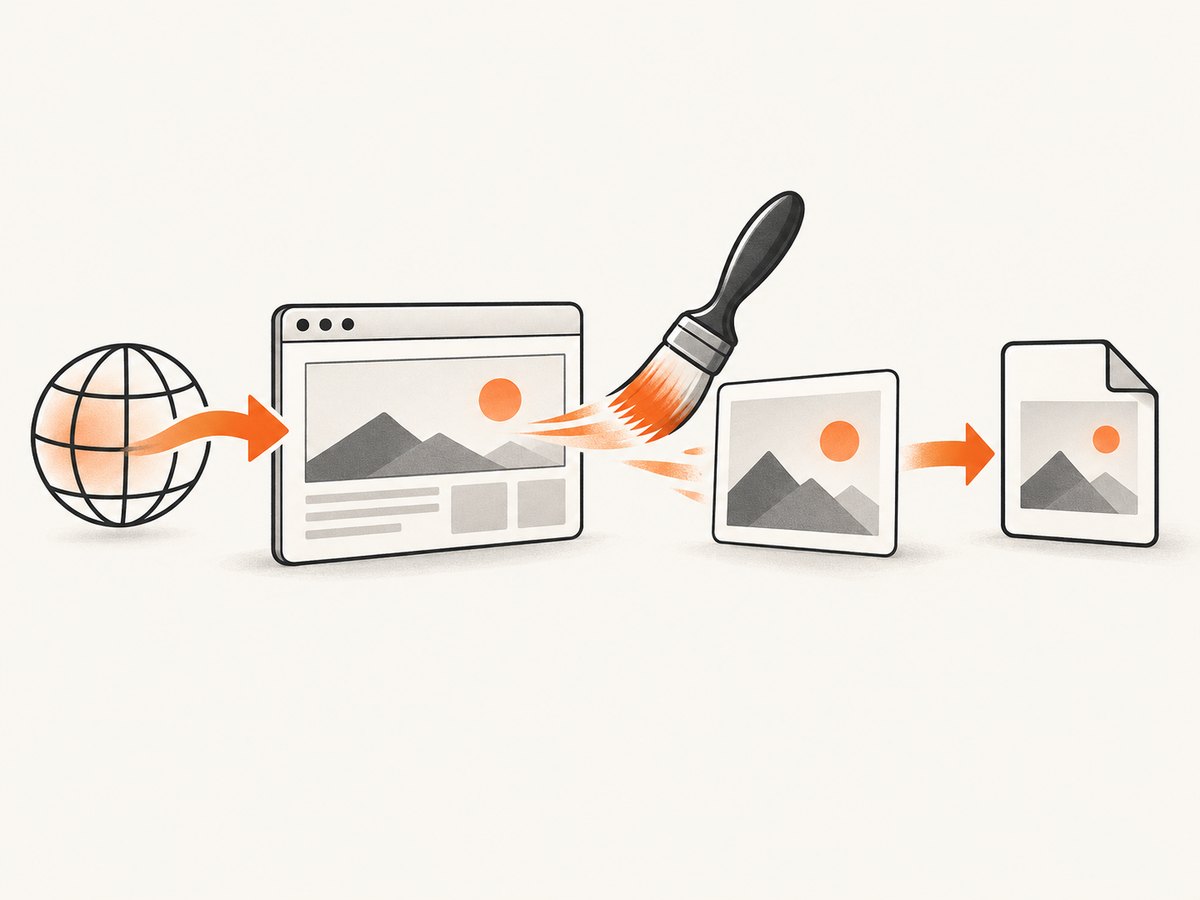 The capture pipeline: load the URL, render the main frame, and save the image.