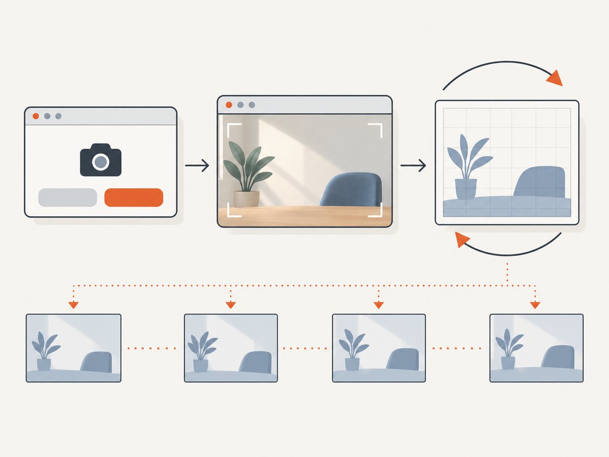 Permission, preview, and throttled processing are separate stages of reliable webcam capture.