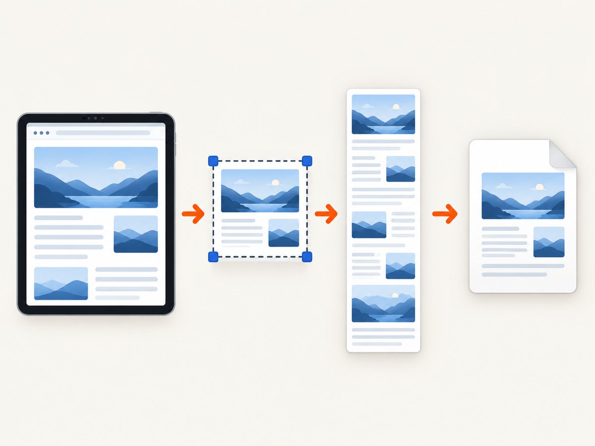 Safari’s screenshot preview lets you switch from the visible screen to a full-page capture and save an image or PDF.