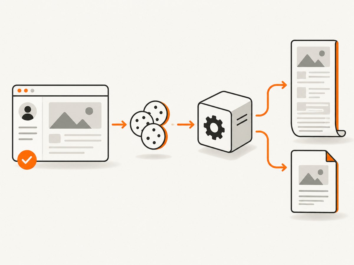An authenticated session supplies the state a renderer needs before it can produce a complete capture.