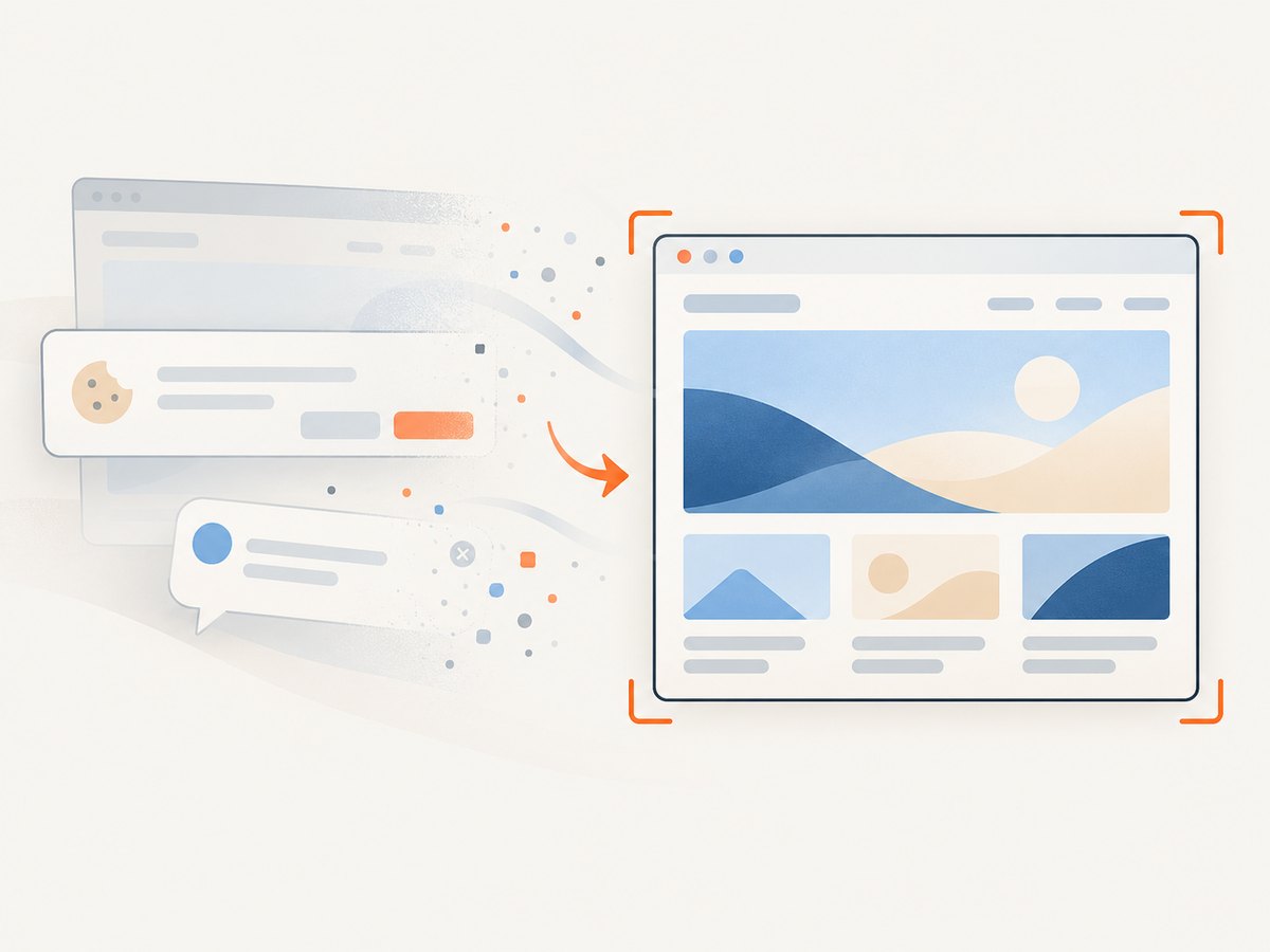 A clean capture workflow removes common overlays before producing the page image.