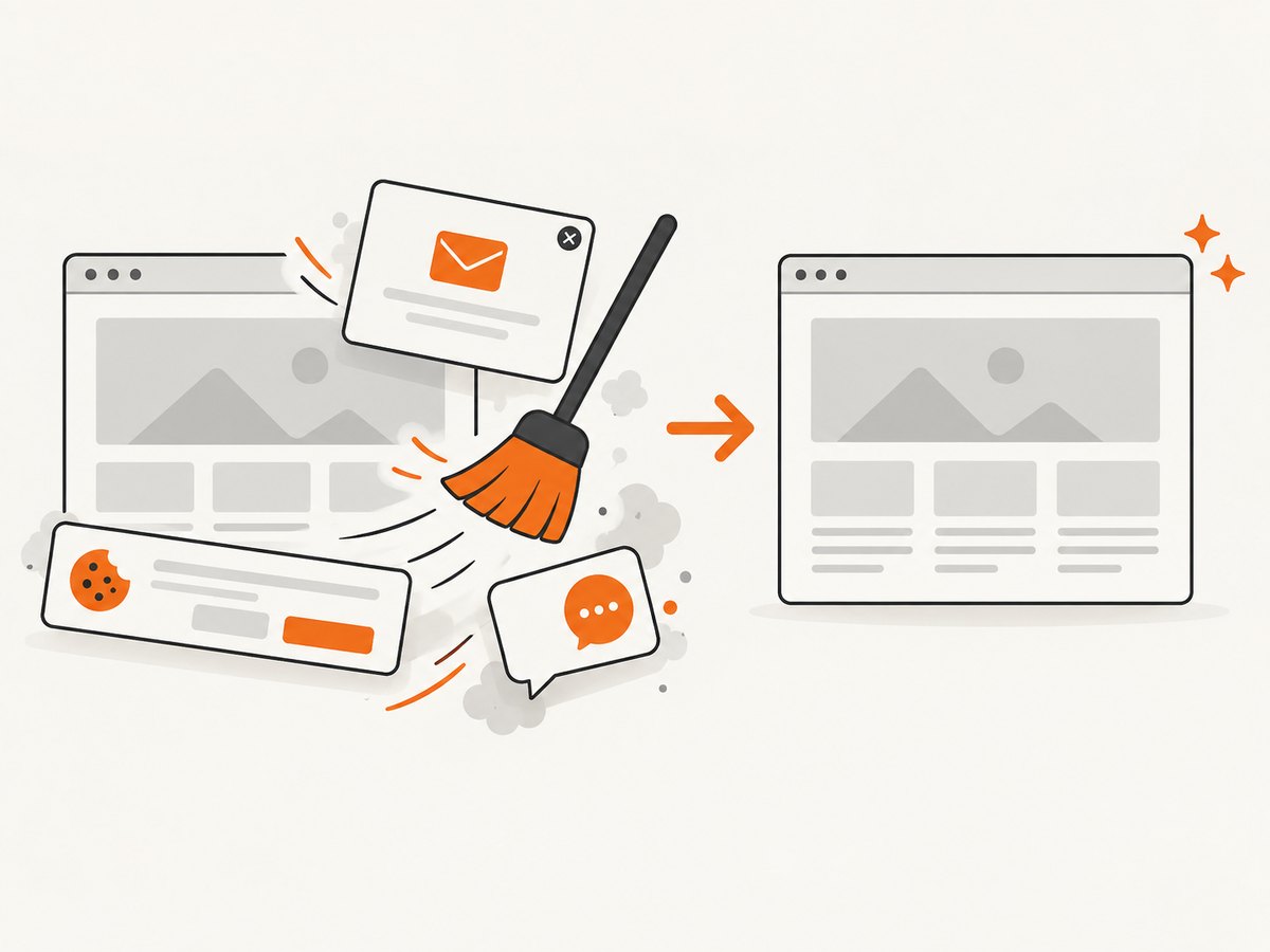 Automated cleanup can remove overlays that would otherwise cover the page.