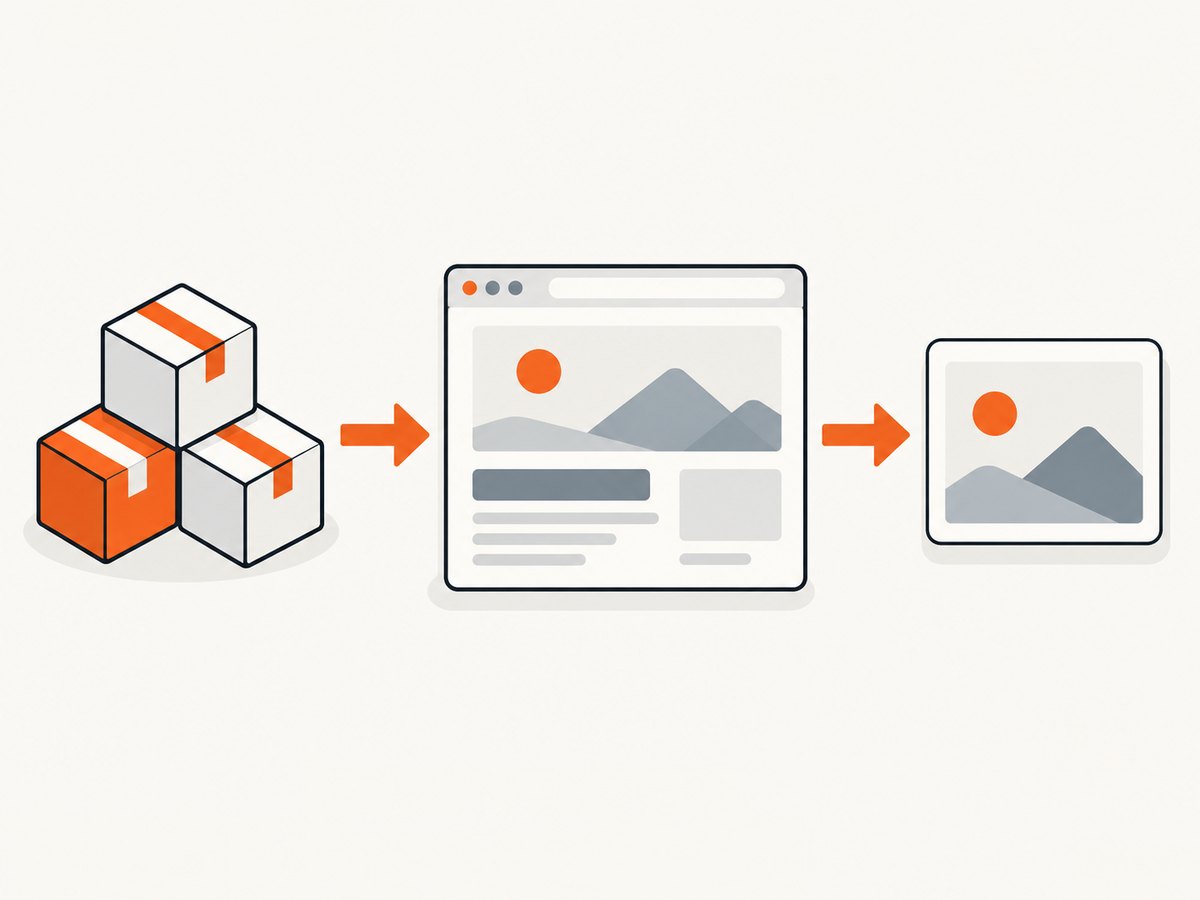 A screenshot script installs browser automation, renders the page, captures it, and closes the browser.