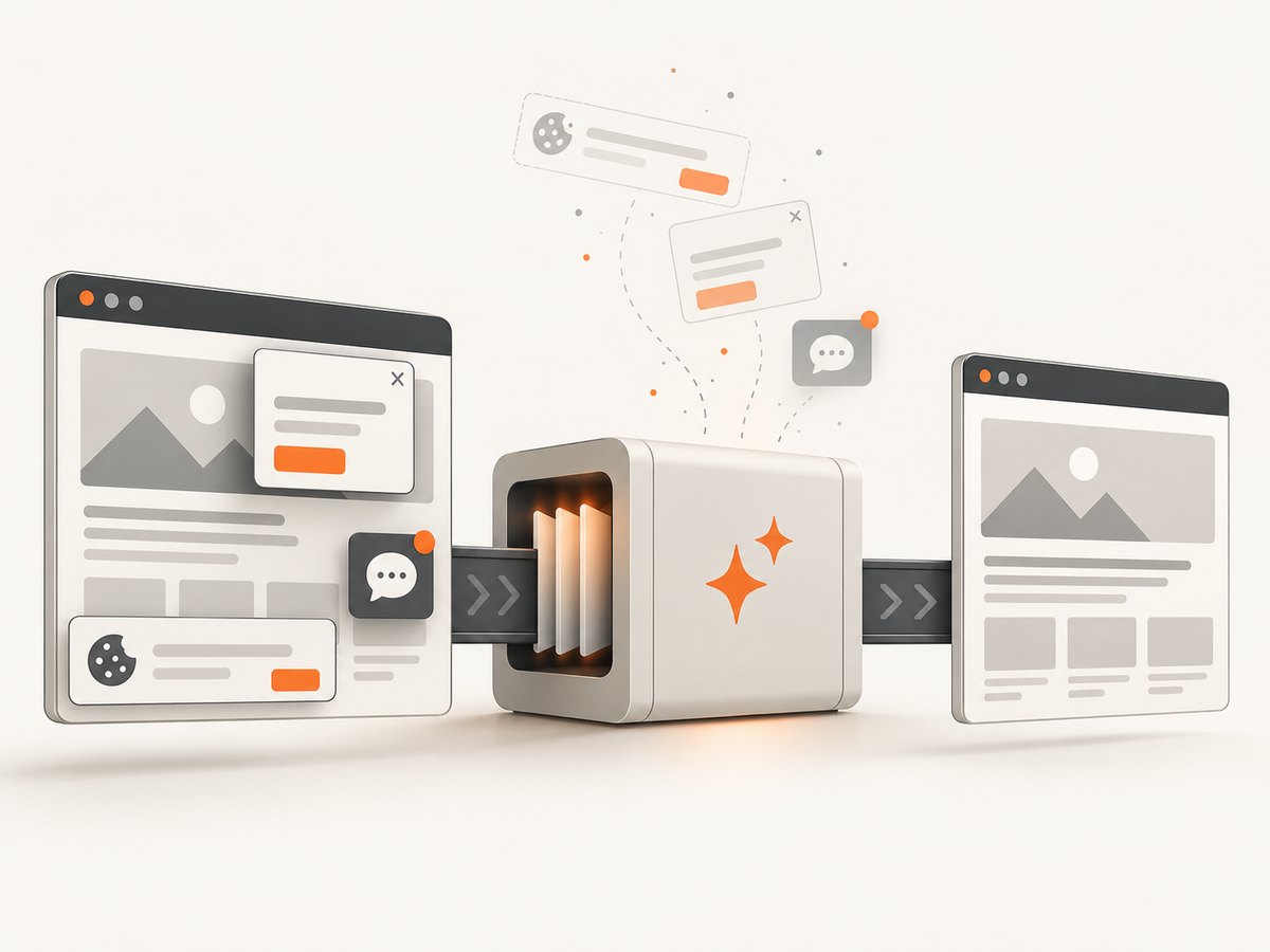 A web screenshot service can clean page overlays before returning the image.