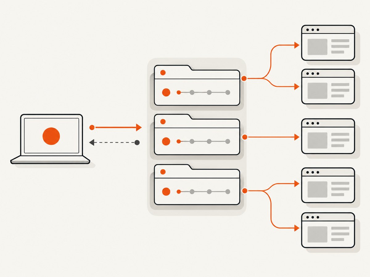 The reported flow separates tab containers from their associated page targets.