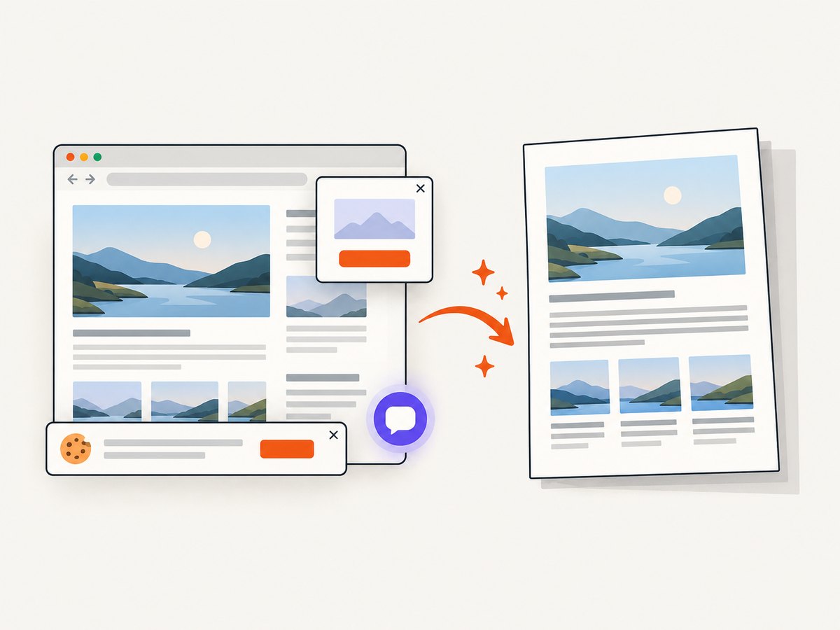 ScreenshotNeo removes common consent and overlay elements before capture.