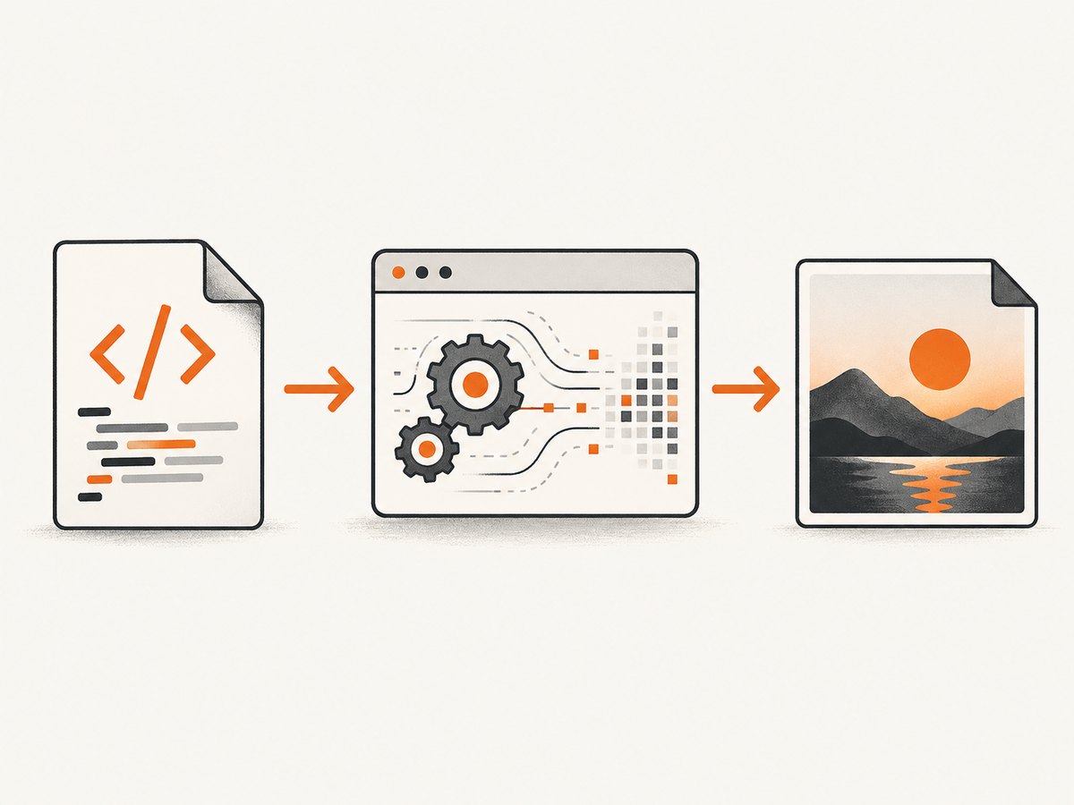 HTML is rendered into pixels before those pixels are encoded as a JPG.