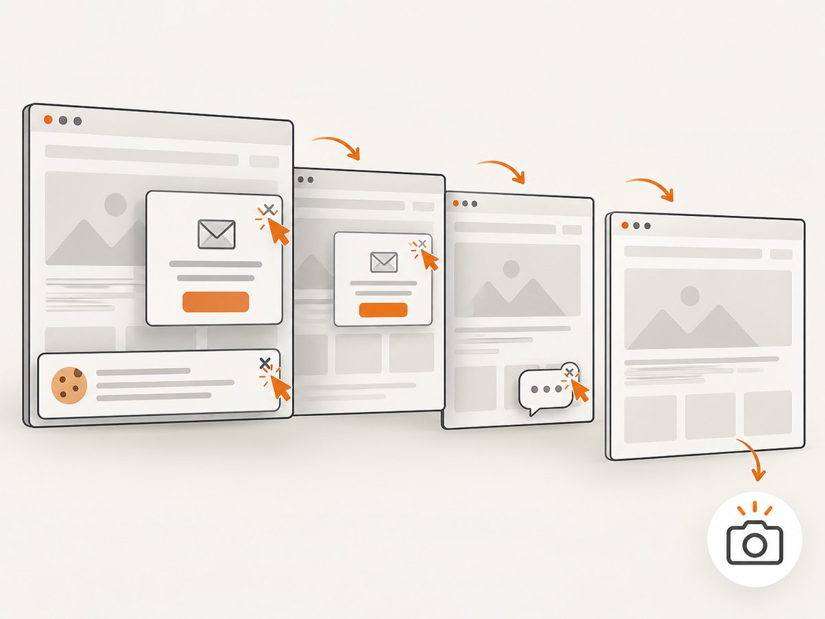 Screenshot cleanup removes common overlays before the final capture.