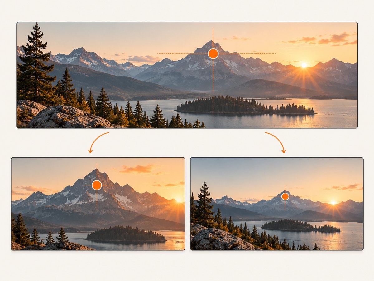 After replacing a background, adjust its focal point and fit so the important subject stays visible.