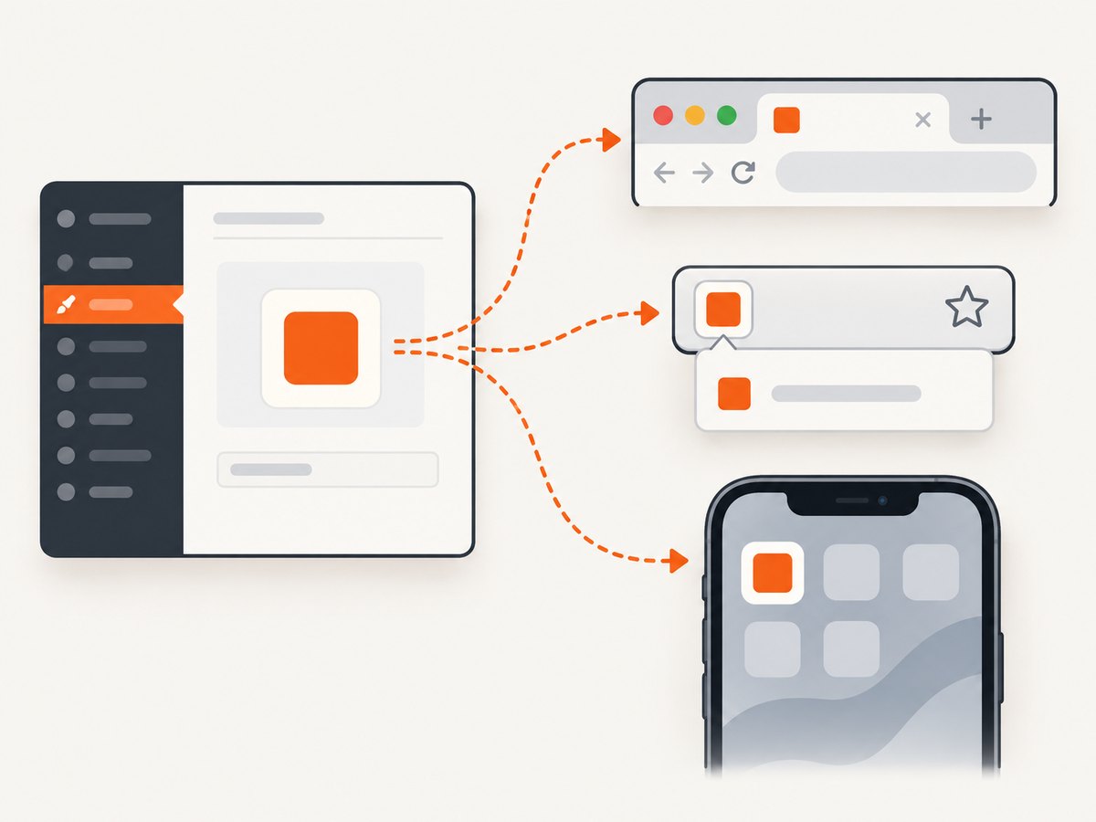 The Site Icon setting supplies the small image used across tabs, bookmarks, and saved shortcuts.