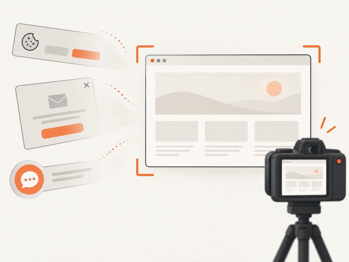 ScreenshotNeo removes common consent and overlay elements before capture.