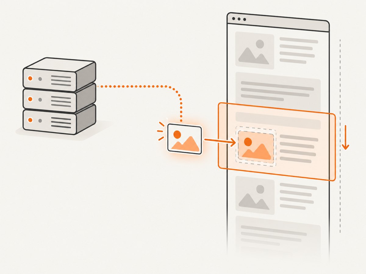 A deferred resource should request near the viewport and render when the reader reaches it.