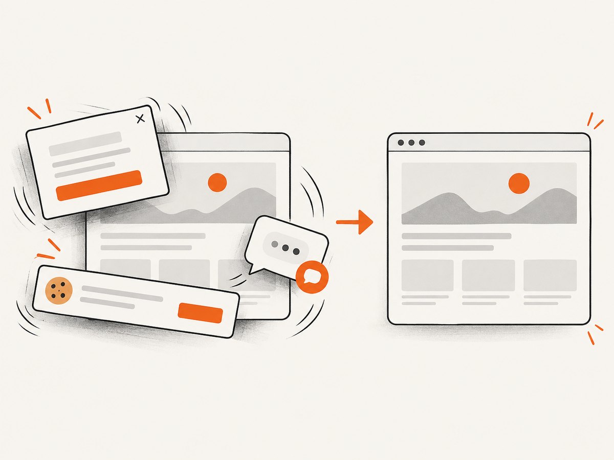 Removing overlays before capture makes the visual evidence match the page content you want to review.