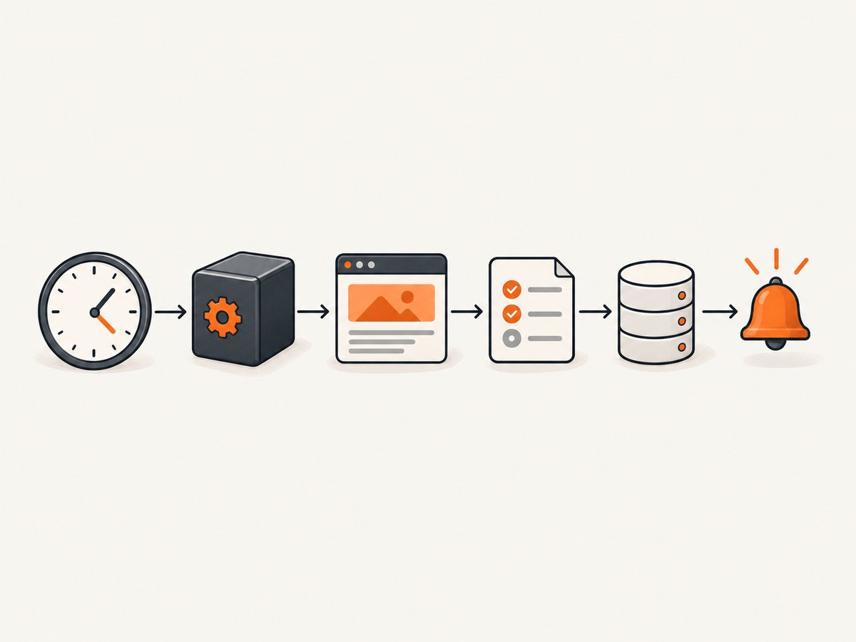 A serialized monitor navigates, validates readiness, normalizes data, and emits a change only when the value differs.