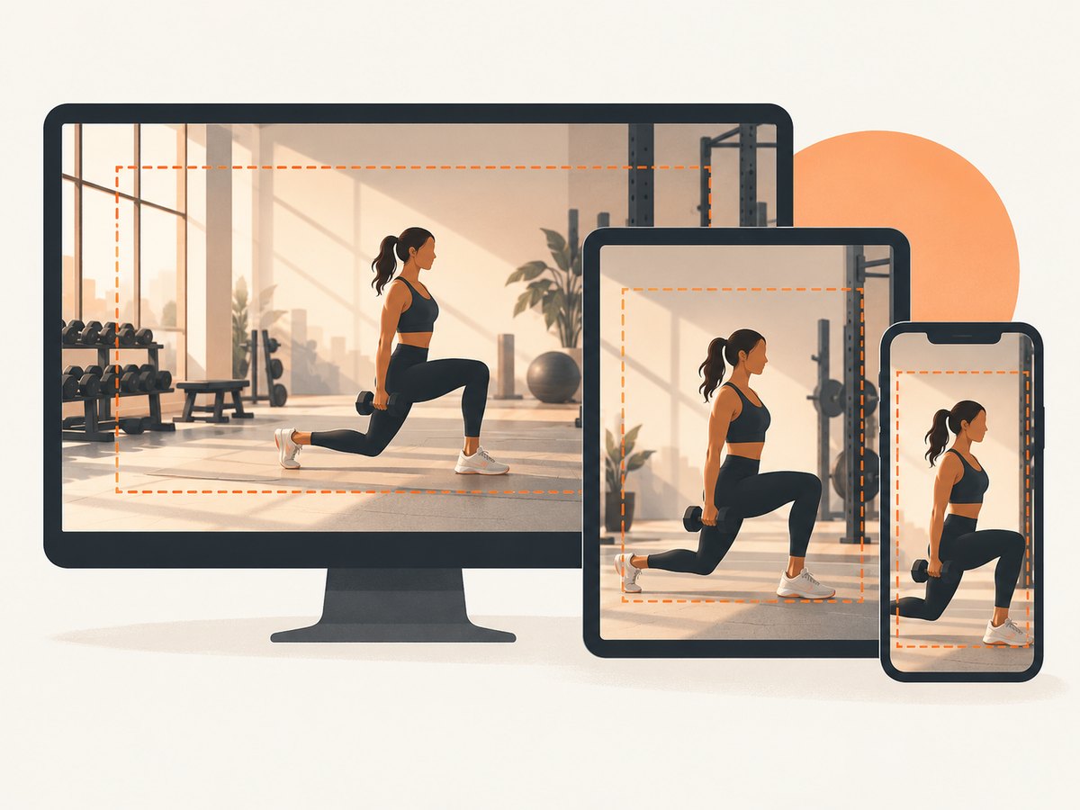 Responsive crops can change which part of a gym photograph remains visible.