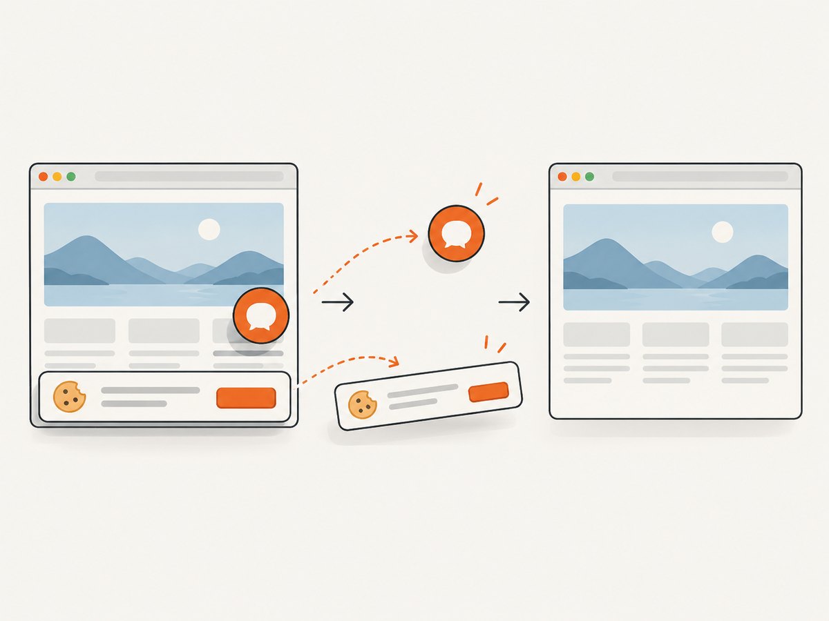 A capture pipeline can wait for the page, remove overlays, and produce a clean output.
