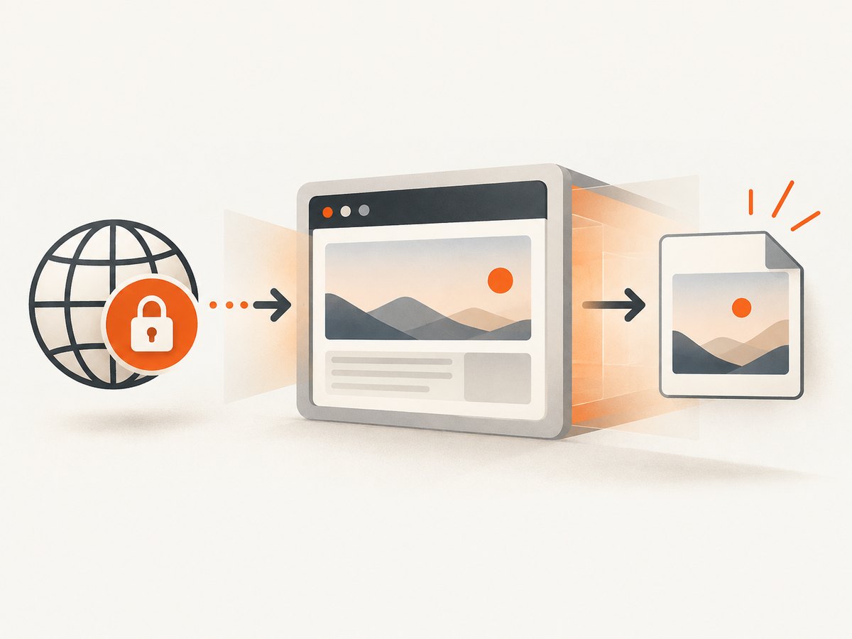 A screenshot API turns a secure request into a rendered image through a browser capture step.