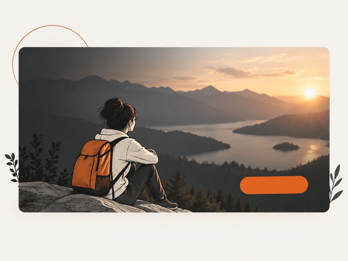 A controlled overlay and quiet copy area help preserve text legibility over photography.