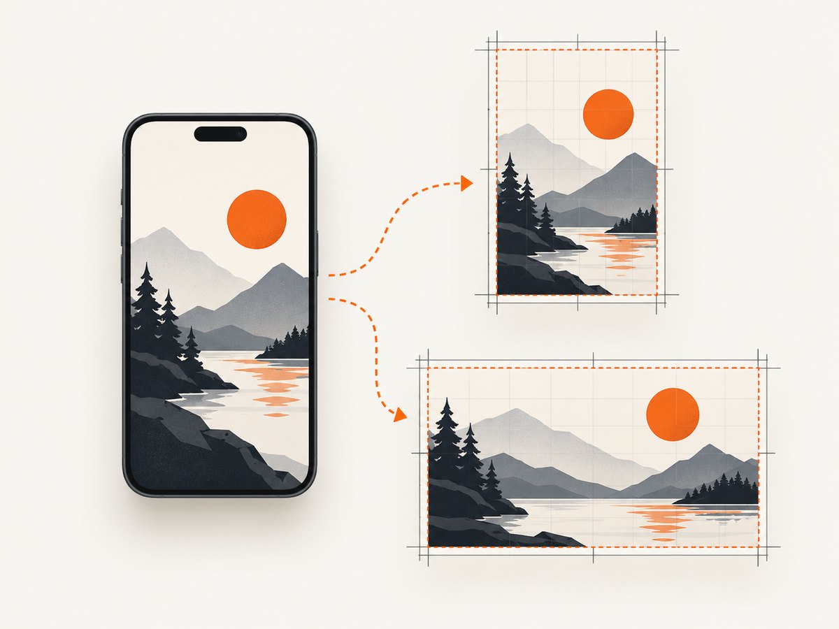 Choose the target store and orientation before exporting, then validate the actual pixel dimensions.