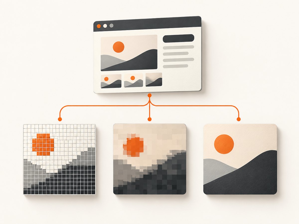 PNG, JPEG, and WebP make different tradeoffs between fidelity, file size, and compatibility.