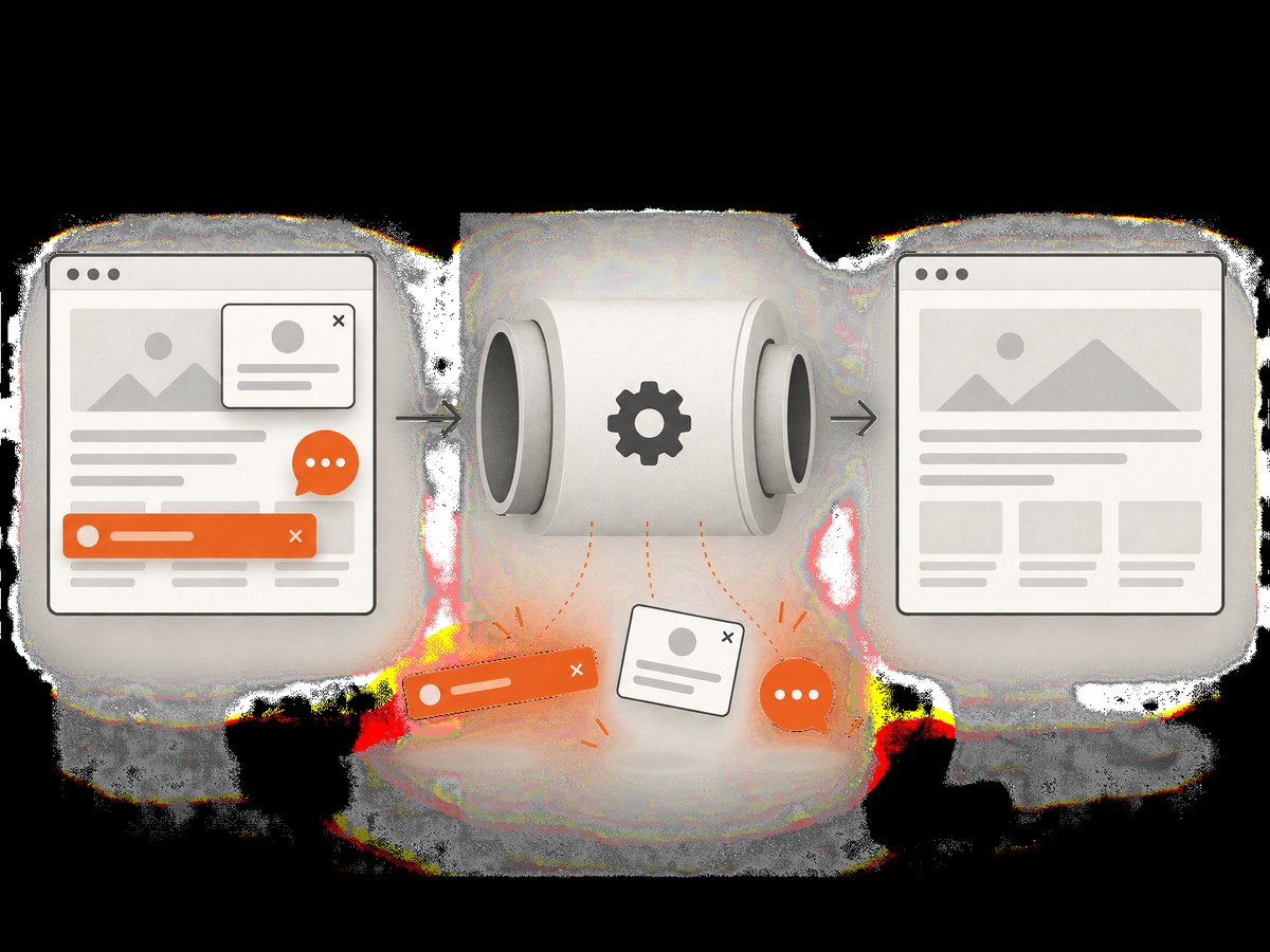 A capture pipeline can remove obstructing page elements before the final image is returned.