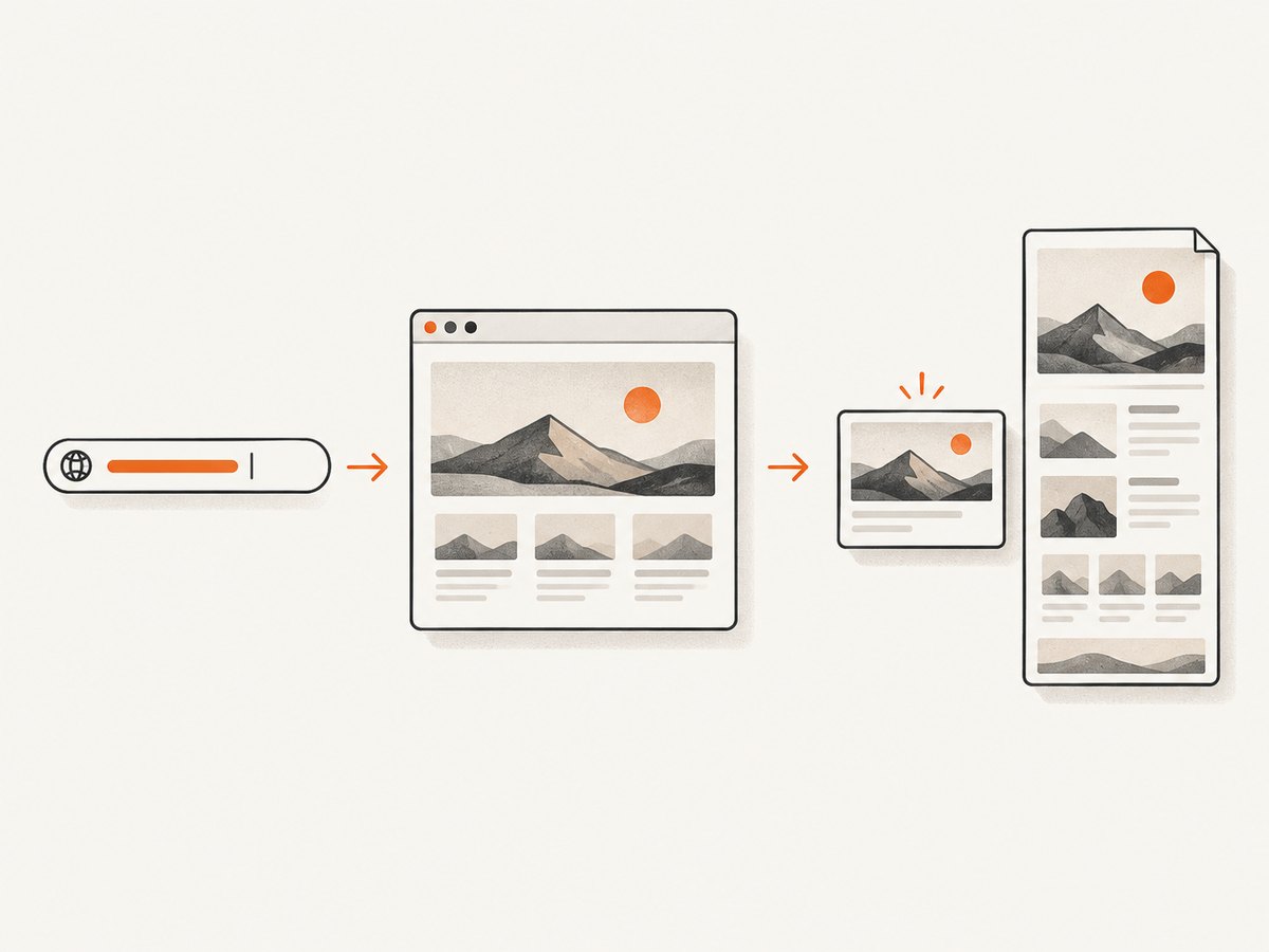 A capture tool turns a URL into a viewport, full-page, or targeted image.