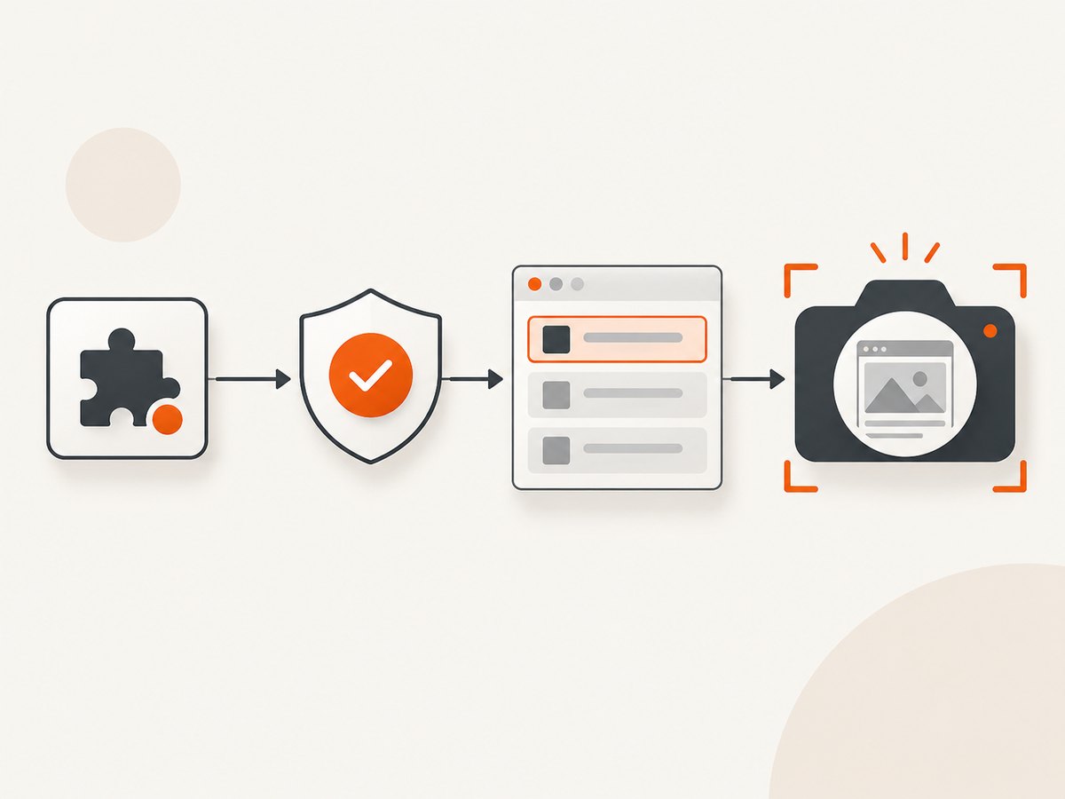 The capture succeeds only when the permission, active tab, window, and timing checks all line up.