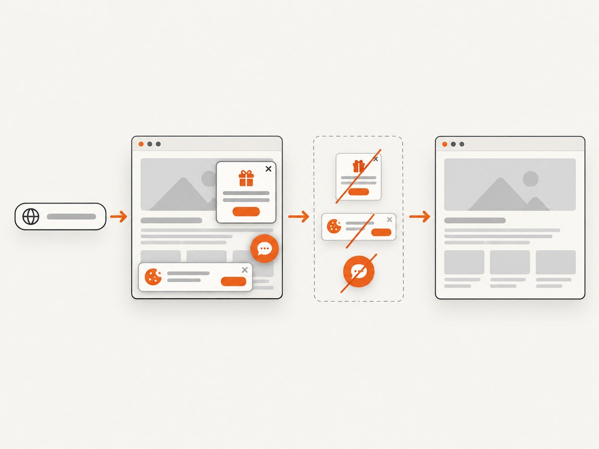 A screenshot pipeline can render the page, remove obstructing overlays and return a clean image.