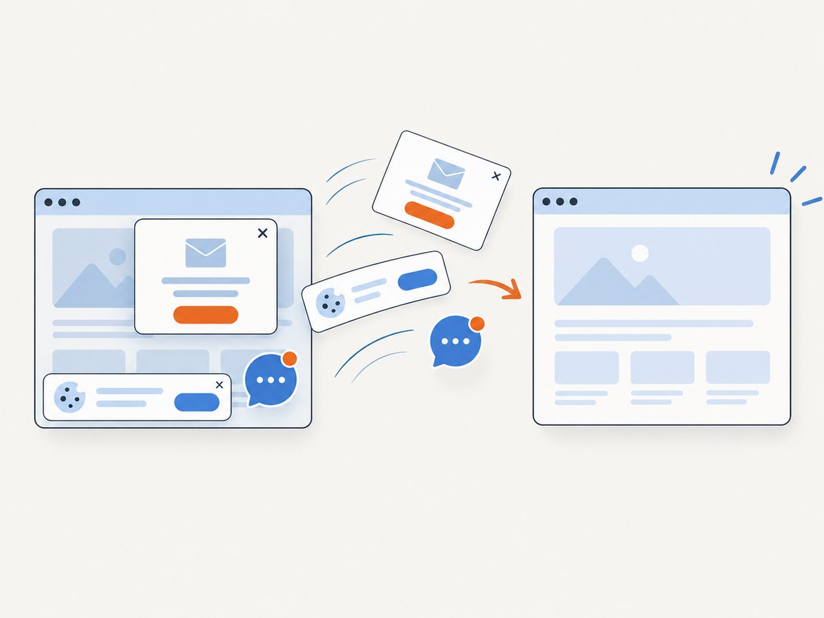 Removing overlays before capture keeps the resulting page readable.