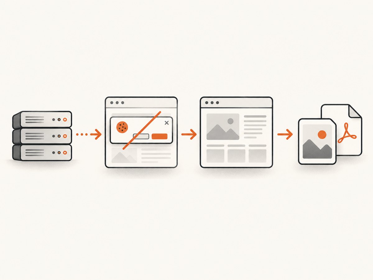 A server-side capture flow can render an authorized URL without relying on the local Chrome tab.