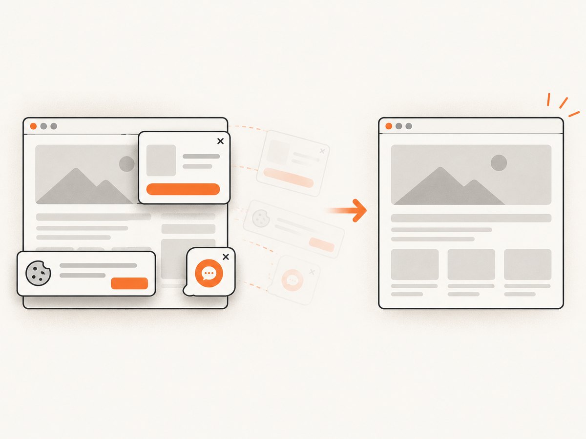 Screenshot cleanup removes common overlays before the image is captured.