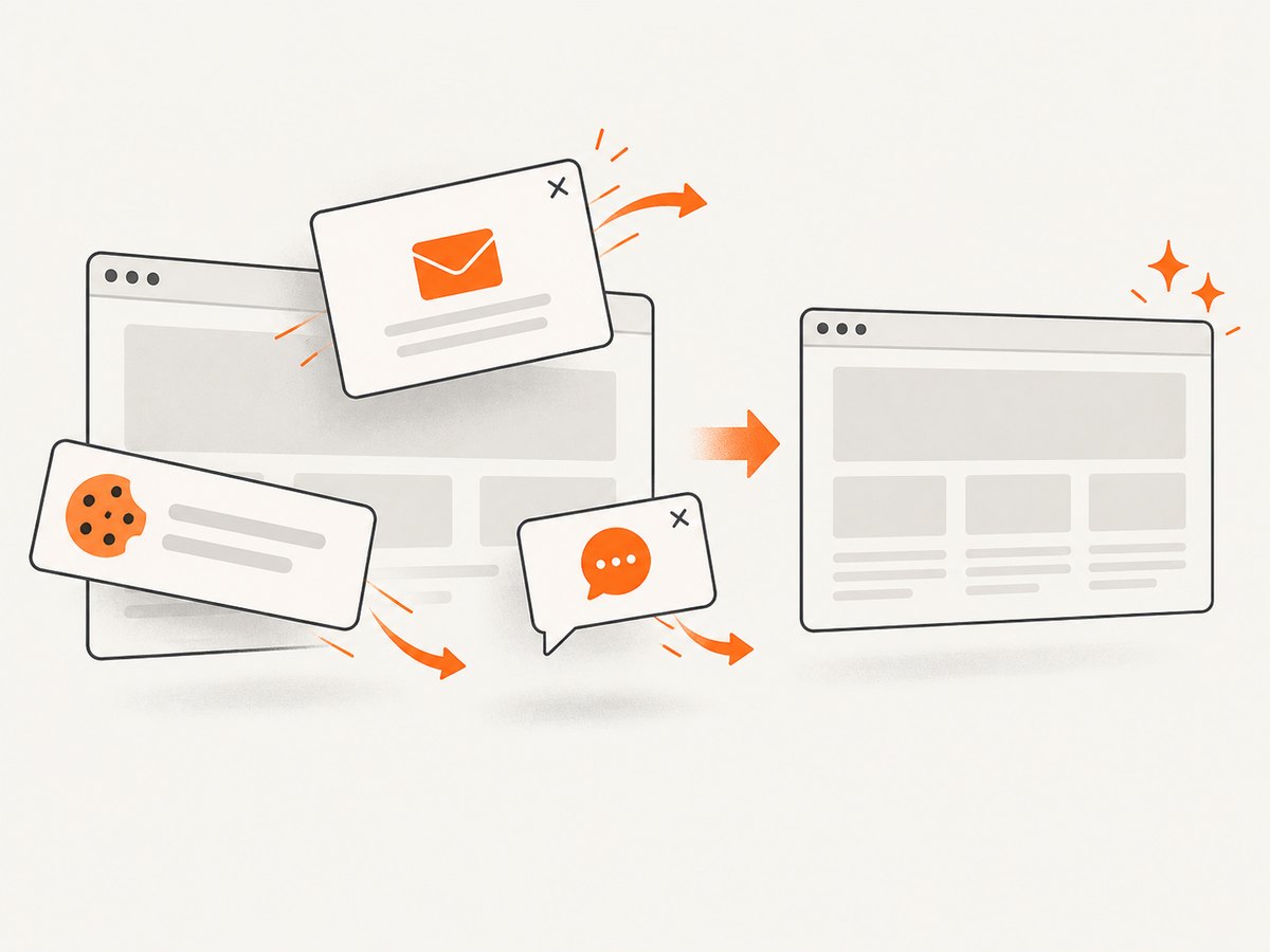 ScreenshotNeo removes common consent banners, popups, and chat widgets before capture.