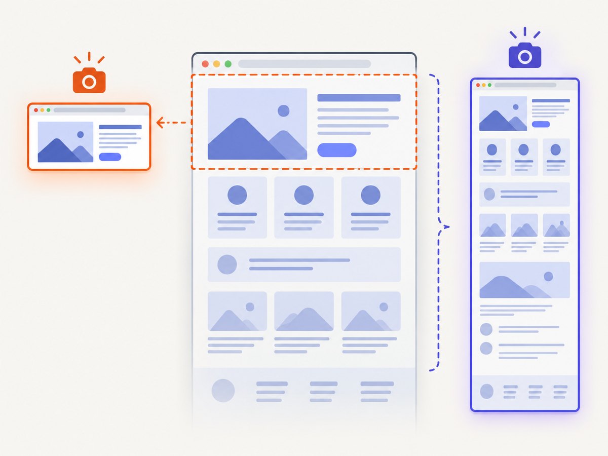 Viewport, clipped and full-page captures solve different output needs and affect image size.