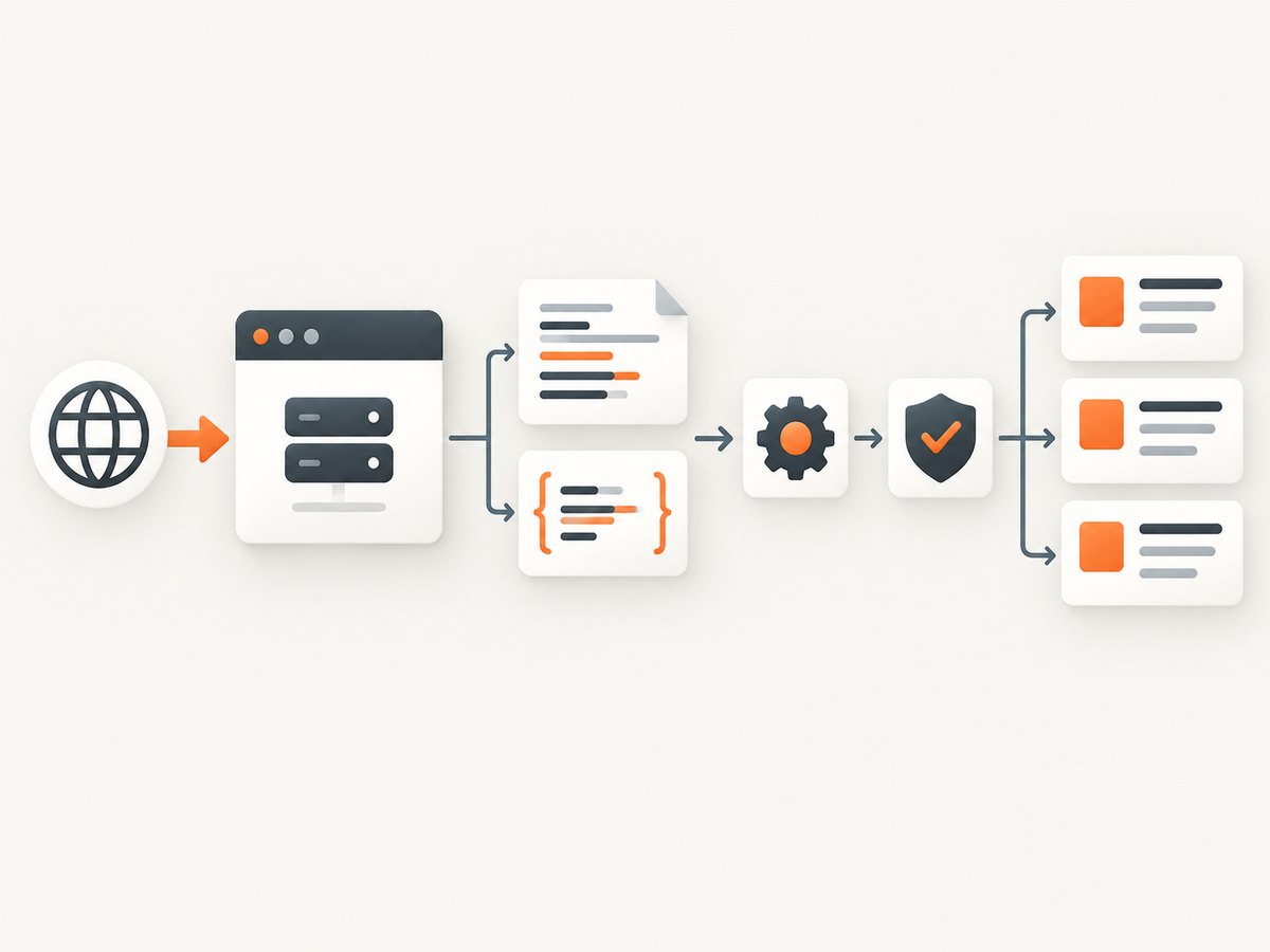 A controlled collection pipeline turns a page response into validated records.
