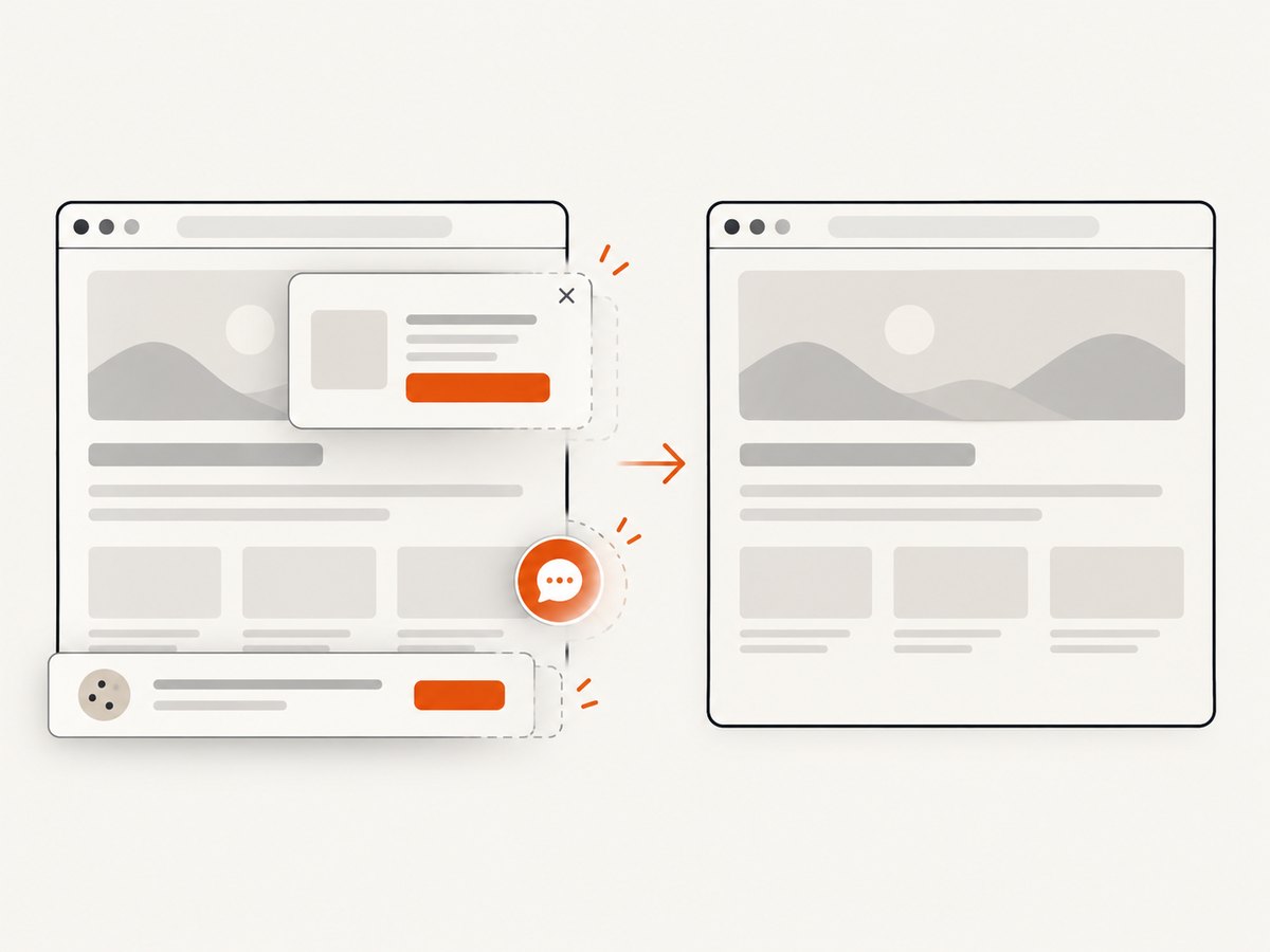 Cleaning transient overlays before capture keeps visual comparisons focused on the page.