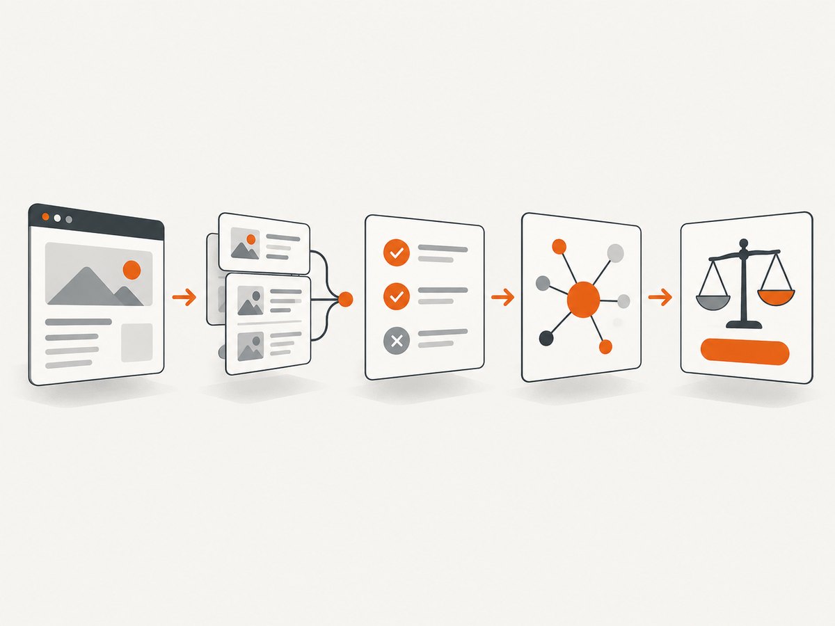 A monitoring workflow turns a public change into validated evidence and an owned decision.