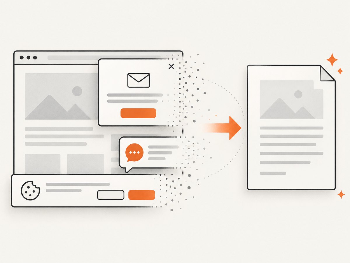 A clean capture removes common overlays before producing the final document.
